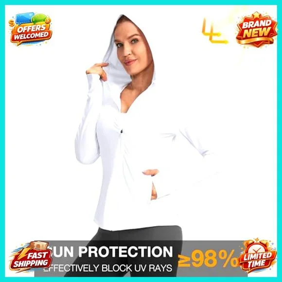 UPF 50+ Sun Protection Hoodie Jacket Lightweight Zip Up Long Sleeve